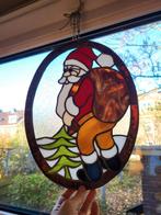 Kerstman raamhanger glas in lood, Antiek en Kunst, Curiosa en Brocante, Ophalen of Verzenden
