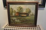 Schild.Gesigneerd Boerenhoeve/ op Erf/Twee Schuren, Antiek en Kunst, Kunst | Schilderijen | Klassiek, Ophalen of Verzenden