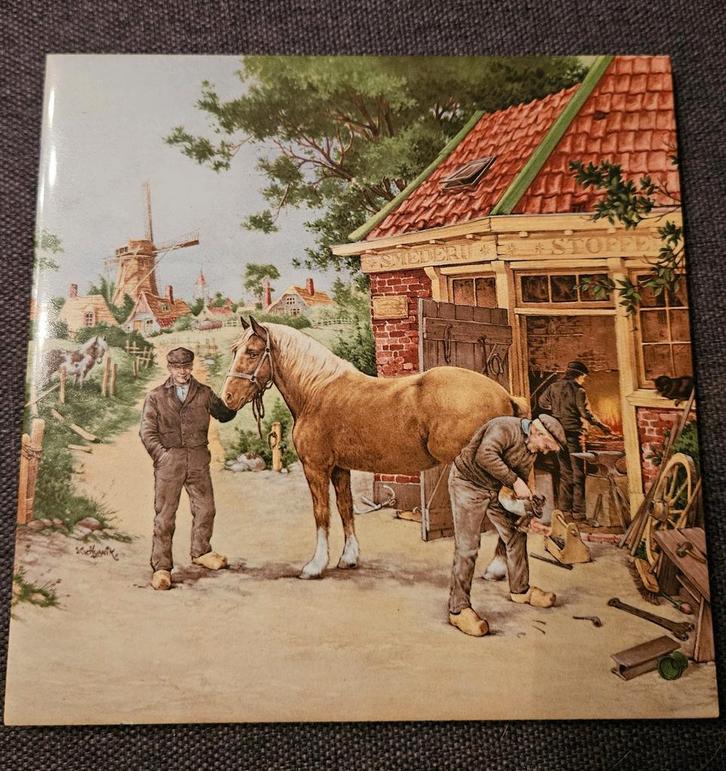 Hoefsmid. Royal Schwabap, 1984 Ter Steege BV, JC van Hunnik., Antiek en Kunst, Antiek | Wandborden en Tegels, Ophalen of Verzenden