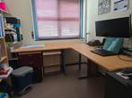 Hoekbureau - 3 Delen - 2 delen: 75x75x120cm + hoekelement, Ophalen, In hoogte verstelbaar, Gebruikt, Bureau