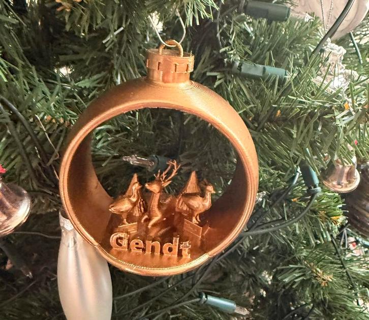 Unieke 3D Geprinte Kerstbal “Gendt”, Diversen, Kerst, Zo goed als nieuw, Ophalen of Verzenden
