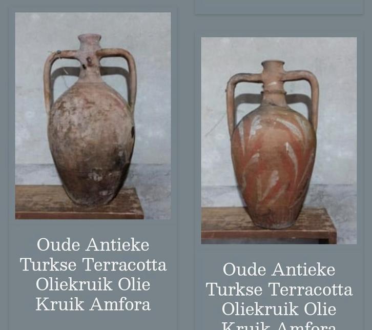 Oude antieke Turkse kruik oliekruik olijfkruik olijfpot, Tuin en Terras, Bloembakken en Plantenbakken, Gebruikt, Minder dan 60 cm