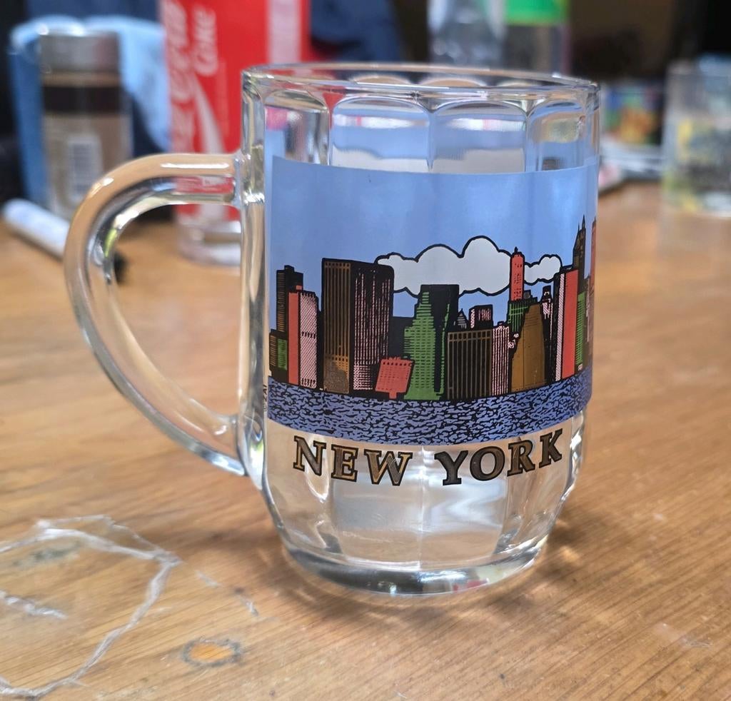 Glas New York Skyline Twin Towers, Ophalen, Zo goed als nieuw