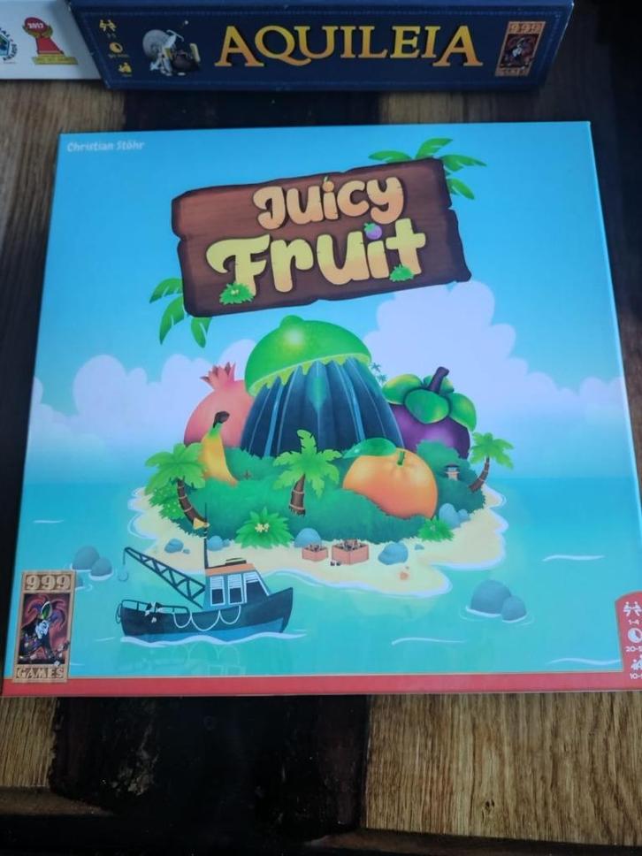 Juicy Fruits bordspel, Hobby en Vrije tijd, Gezelschapsspellen | Bordspellen, Zo goed als nieuw, Drie of vier spelers, Ophalen of Verzenden
