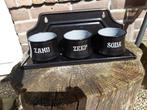 Zeer nette zwarte emaille set van BK, zand zeep soda bakjes., Antiek en Kunst, Antiek | Emaille, Ophalen of Verzenden