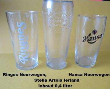 set pint bierglazen, Hansa, Ringes en Stella Ierland beschikbaar voor biedingen