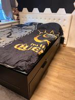 Tweepersoonsbed 160 cm breed, Huis en Inrichting, Slaapkamer | Bedden, Zwart, Tweepersoons, Ophalen of Verzenden, Zo goed als nieuw