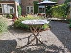 T.E.A.B Teakhout tafel diameter 100cm inklapbaar, Huis en Inrichting, Tafels | Statafels, Ophalen, Gebruikt