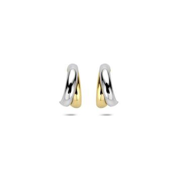 Gouden steker oorringen bicolor -12 mm - 14KRT goud beschikbaar voor biedingen