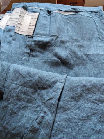 Prachtige linnen blauwe gordijnen 145x300 2 stuks  beschikbaar voor biedingen