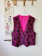 Vintage roze/zwart kanten gilet S/M, Kleding | Dames, Vintage, Zonder mouw, Ophalen of Verzenden, Zo goed als nieuw