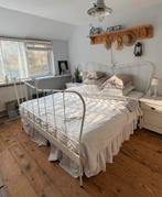 Prachtig brocante landelijk spijlenbed, Huis en Inrichting, Slaapkamer | Bedden, Ophalen, Gebruikt, Wit, Brocante landelijk