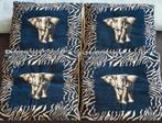 Gezocht: 4 sierkussens olifant, zie foto, Huis en Inrichting, Woonaccessoires | Kussens, Verzenden, Blauw, Vierkant