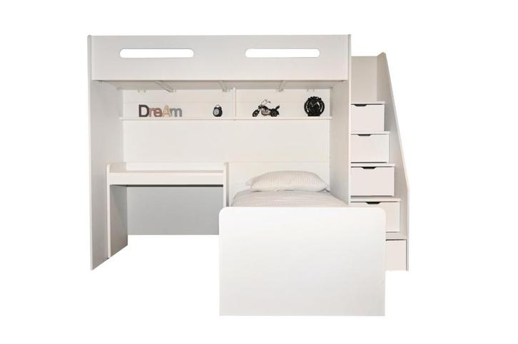 Options hoekstapelbed met bureau - Wit, Huis en Inrichting, Slaapkamer | Bedden