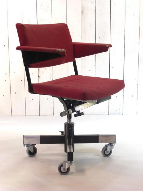 Gispen 1637 vintage bureaustoel, Huis en Inrichting, Stoelen, Gebruikt, Eén, Metaal, Stof, Overige materialen, Zwart, Ophalen