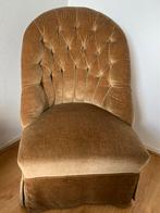 Vintage mosterdgele velours fauteuil / cocktailstoel, Ophalen, Gebruikt, 75 tot 100 cm, 50 tot 75 cm