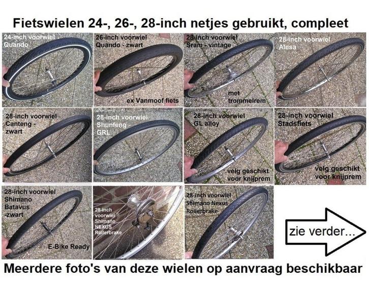 Fiets voorwielen 24-, 26- en 28-inch, gebruikt incl. band, Fietsen en Brommers, Fietsonderdelen, Gebruikt, Algemeen, Wiel, Ophalen