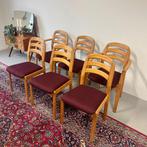Set van 6 vintage eetkamerstoelen •Dyrlund•, Huis en Inrichting, Stoelen, Gebruikt, Bruin, ., Ophalen of Verzenden