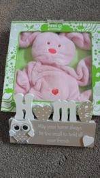 kraam cadeau voor baby meisje  wand bordje en baby  knuffel, Ophalen of Verzenden, Nieuw, Kraamcadeau