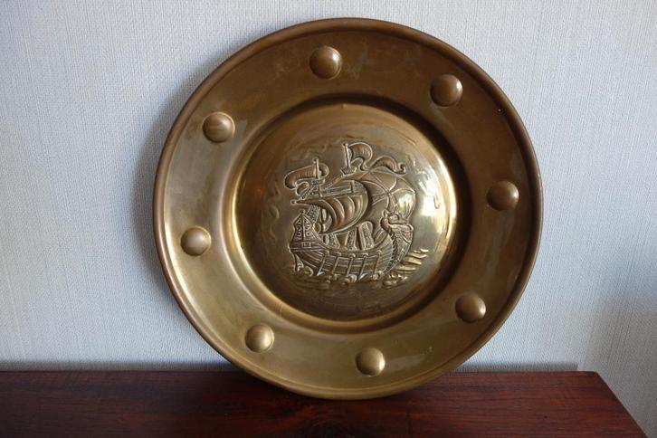 Bord koper afb. zeilschip, Antiek en Kunst, Antiek | Koper en Brons, Koper, Ophalen of Verzenden