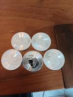 Maple leaf 1 oz zilveren munten - 5 stuks, Postzegels en Munten, Edelmetalen en Baren, Ophalen of Verzenden, Zilver