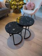 Salontafeltjes marmer, Huis en Inrichting, Tafels | Bijzettafels, Minder dan 55 cm, Rond, Zo goed als nieuw, Ophalen