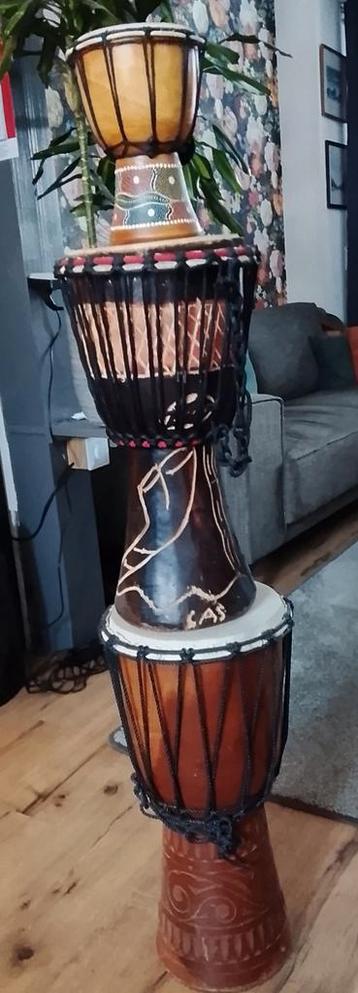 Set van 3 Afrikaanse Djembe Trommels beschikbaar voor biedingen