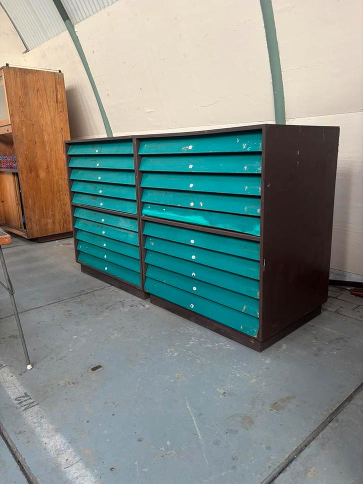 Vintage papierkasten, Huis en Inrichting, Kasten | Ladekasten, Gebruikt, 100 tot 150 cm, 50 tot 100 cm, 50 tot 75 cm, Overige houtsoorten