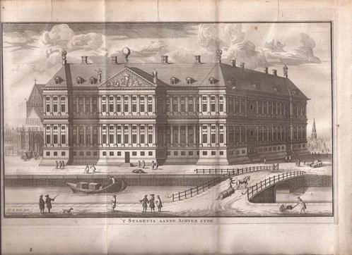 Amsterdam. 'T Stadhuis: Aande Achter Zyde ca. 1693, Antiek en Kunst, Kunst | Etsen en Gravures, Ophalen of Verzenden