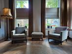 Fauteuils met bijbehorende hocker, Huis en Inrichting, Fauteuils, Ophalen, Hout, 75 tot 100 cm, Zo goed als nieuw