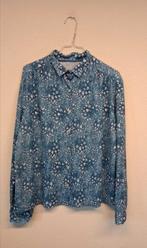 Vintage blouse, maat 40/42 - L/XL - blauw - aster - bloem, Maat 38/40 (M), Blauw, ., Ophalen of Verzenden