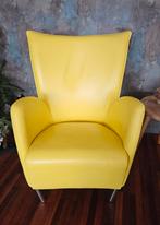 Gele leren fauteuil, Ophalen, Gebruikt, Minder dan 75 cm, Leer