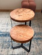 Salontafels - set (loods 5), Huis en Inrichting, Tafels | Bijzettafels, Minder dan 55 cm, Gebruikt, Rond, Industrieek - stoer met metalen poten.