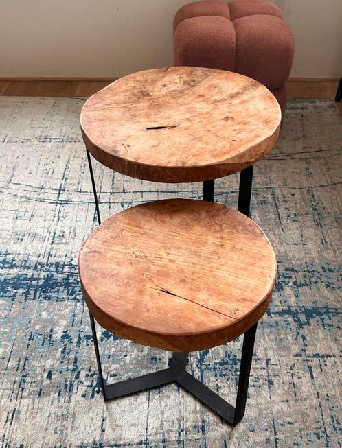 Salontafels - set (loods 5), Huis en Inrichting, Tafels | Bijzettafels, Gebruikt, Rond, 45 tot 60 cm, Minder dan 55 cm, Hout, Ophalen
