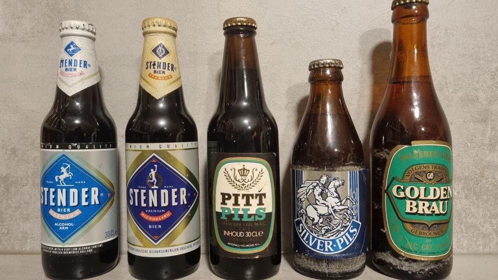 Stender '90&'91, Pitt '88, Golden Brau ~'70, Silver Pils '89, Verzamelen, Ophalen of Verzenden, Zo goed als nieuw, Glas of Glazen