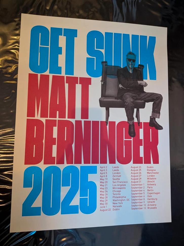 Poster Matt Berninger tour 2025, Verzamelen, Posters, Zo goed als nieuw, Muziek, A1 t/m A3, Ophalen of Verzenden