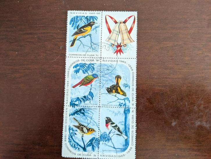 CUBA 1965-1966 BLOK KERSTZEGELS/VOGELS, Postzegels en Munten, Postzegels | Thematische zegels, Gestempeld, Dier of Natuur, Verzenden