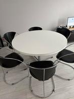 Tafel met 6 Hulshoff stoelen, Ophalen, Gebruikt, 100 tot 150 cm, Rond