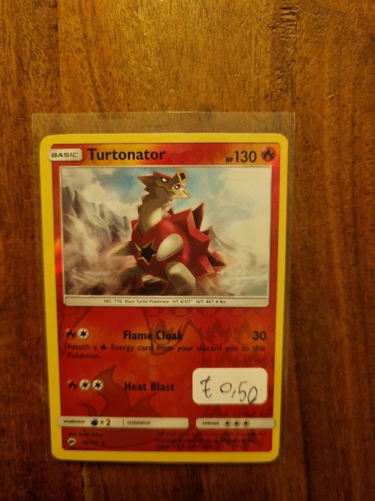 Turtonator Holo Pokémon Kaart, Ophalen of Verzenden, Zo goed als nieuw, Losse kaart, Foil