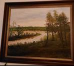 Schilderij moerputten op linnen 120cm br 1meter doe bod., Antiek en Kunst, Ophalen