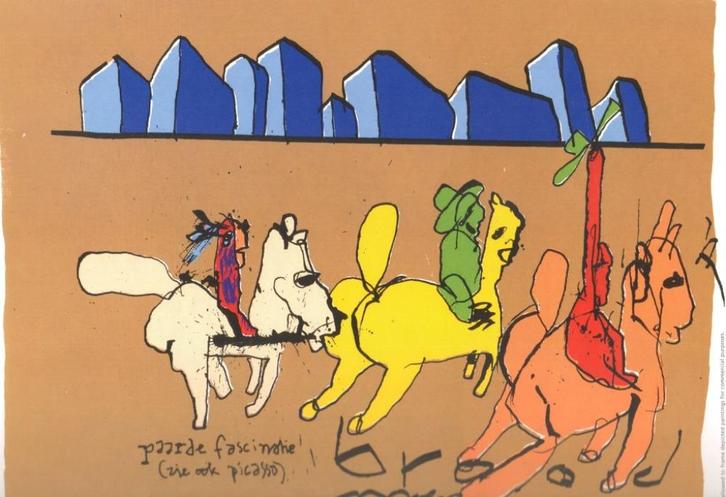 HERMAN BROOD Reproductie PAARDE FASCINATIE, Antiek en Kunst, Kunst | Litho's en Zeefdrukken, Ophalen of Verzenden