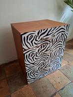 Ladekastje met zebraprint folie - 3 lades, Huis en Inrichting, Ophalen, Minder dan 50 cm, Gebruikt, Vintage modern