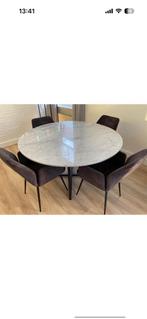 Marmeren ronde eetkamertafel 140 diameter, Ophalen, Zo goed als nieuw, Rond, 100 tot 150 cm