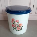 Vintage prullenbak, gebloemd, roze blauw, Beccon, badkamer, Ophalen, Gebruikt, Metaal, Minder dan 50 cm