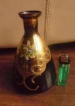 Jugendstil fles/ vaas met paars glas, Ophalen of Verzenden