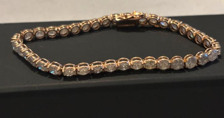 Tennisarmband  585 Rosegold mit 16.34ct natürliche Diamanten, Sieraden, Tassen en Uiterlijk, Armbanden, Zo goed als nieuw, Goud