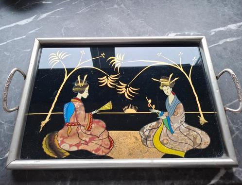 Prachtig dienblad met Japanse dames, Antiek en Kunst, Antiek | Woonaccessoires, Ophalen of Verzenden