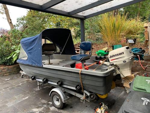 Visboot 4.20 meter 8 pk johnson, Watersport en Boten, Vis- en Consoleboten, Gebruikt, Ophalen