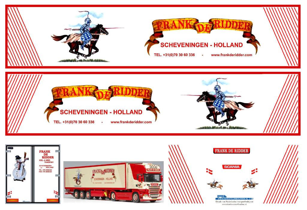 Vrachtauto decal 1:50 Frank de Ridder transport ( type 1 ), Verzenden, Nieuw, Bus of Vrachtwagen, Overige merken