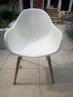 4 mooie tuinstoelen, wit kunststof met hout, samen 90EUR, Tuin en Terras, Tuinstoelen, Ophalen, Zo goed als nieuw, Kunststof